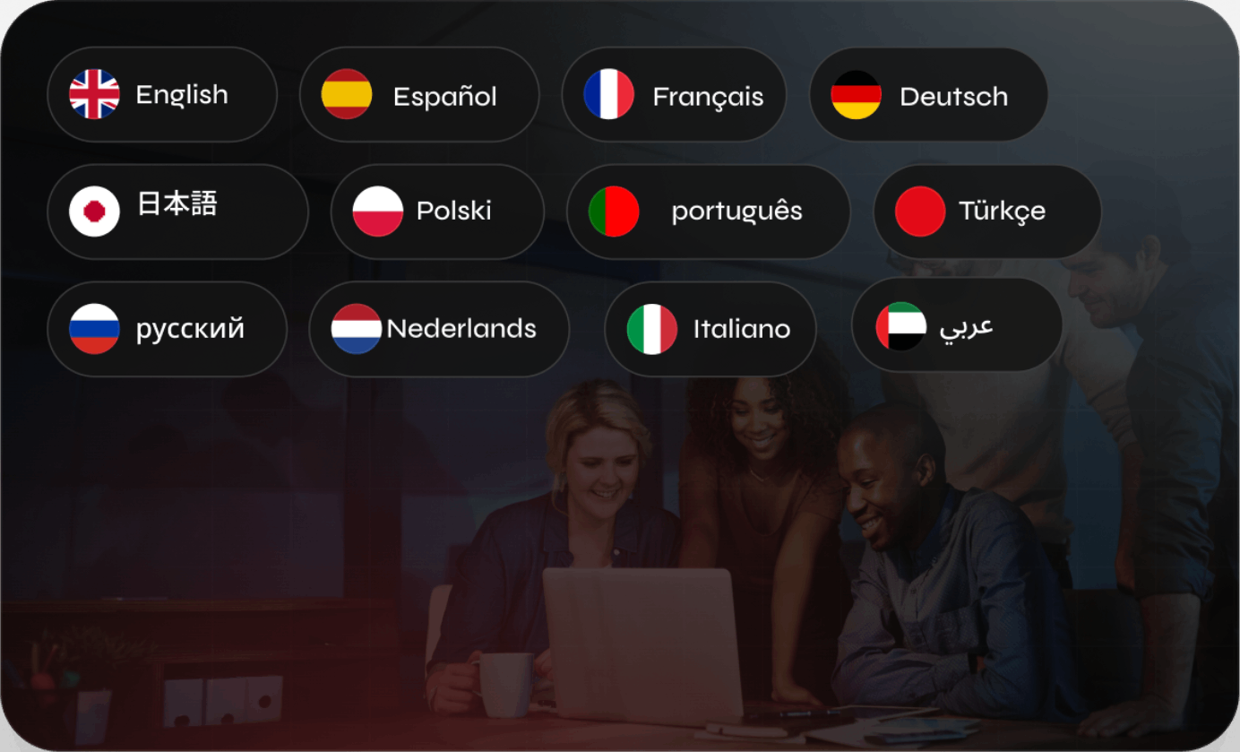 Support available in 20 languages